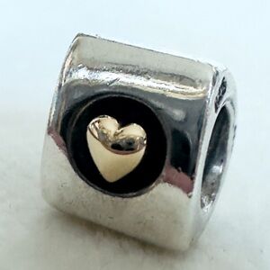 Authentic Pandora Sterling Silver & 14k HEART OF GOLD Charm 790305